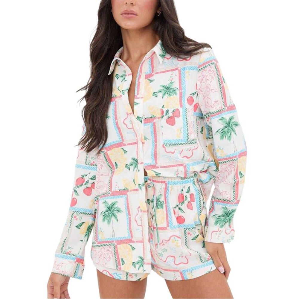 I Saw It First Womens/Ladies Crepe Long-Sleeved Shirt / Cream
